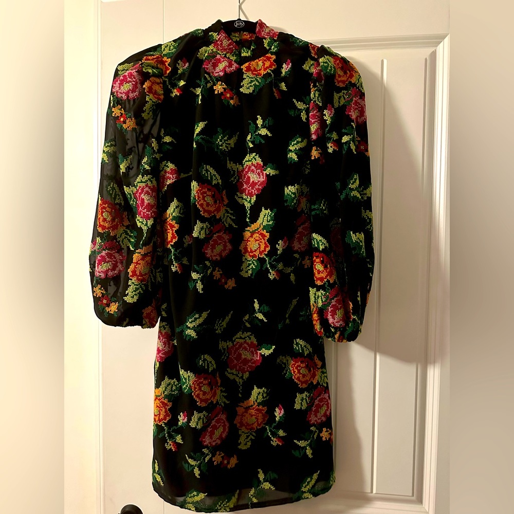 Anthropologie size 4 embroidered backless dress NWT